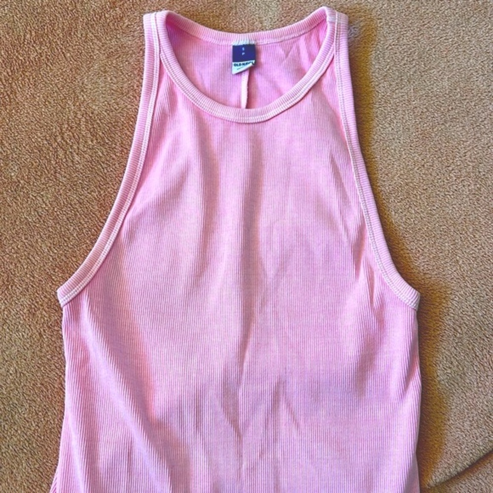 Light Pink Ribbed Sleeveless Casual Dress